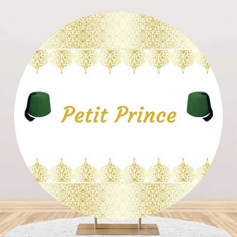 Aperturee - White Gold Green Fez Hat Petit Prince Round Backdrop