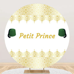 Aperturee - White Gold Green Fez Hat Petit Prince Round Backdrop