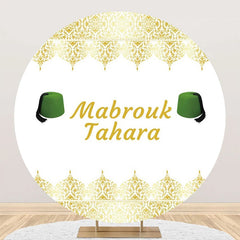 Aperturee - White Gold Green Hat Mabrouk Tahara Round Backdrop