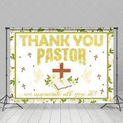 Aperturee - White Gold Leaf Thank You Pastor Appreciate Backdrop