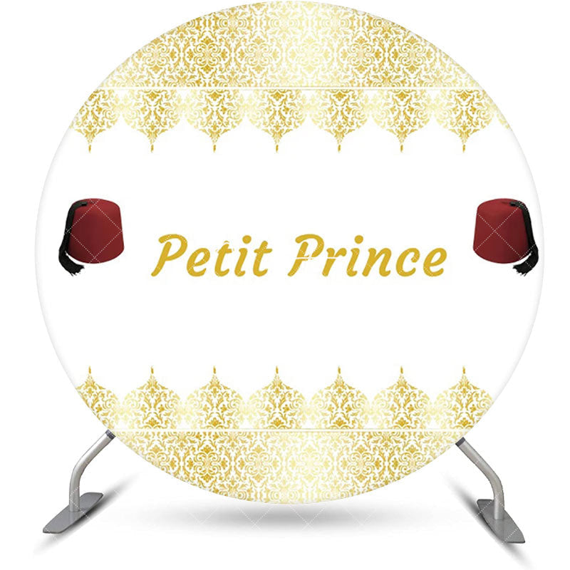 Aperturee - White Gold Red Fez Hat Petit Prince Round Backdrop