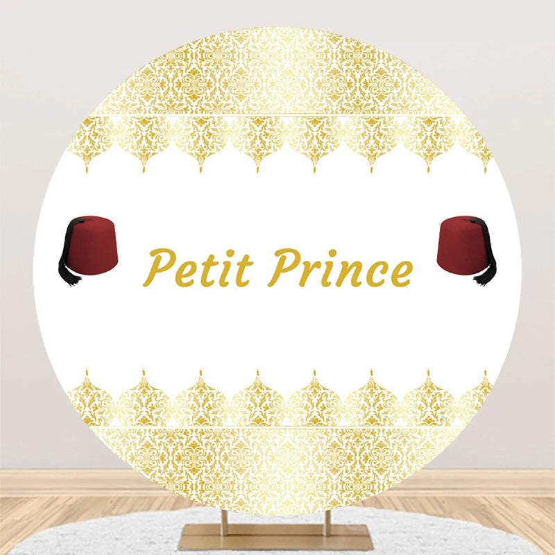 Aperturee - White Gold Red Fez Hat Petit Prince Round Backdrop