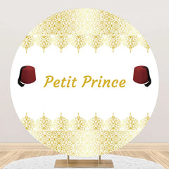 Aperturee - White Gold Red Fez Hat Petit Prince Round Backdrop