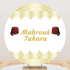 Aperturee - White Gold Red Hat Mabrouk Tahara Round Backdrop