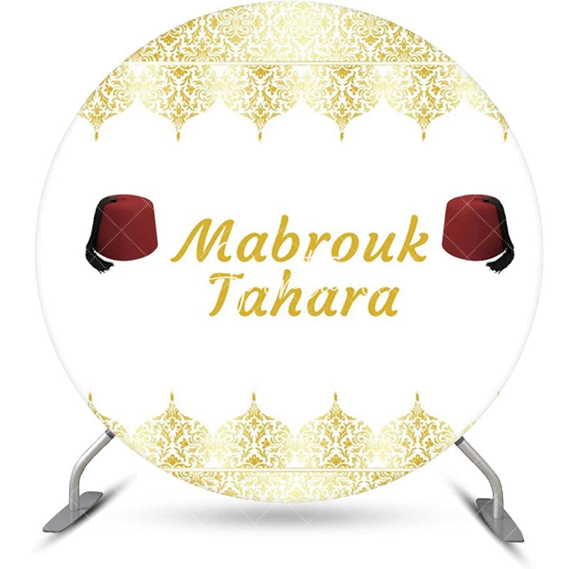 Aperturee - White Gold Red Hat Mabrouk Tahara Round Backdrop