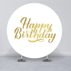 Aperturee White Gold Simple Birthday Round Party Backdrops