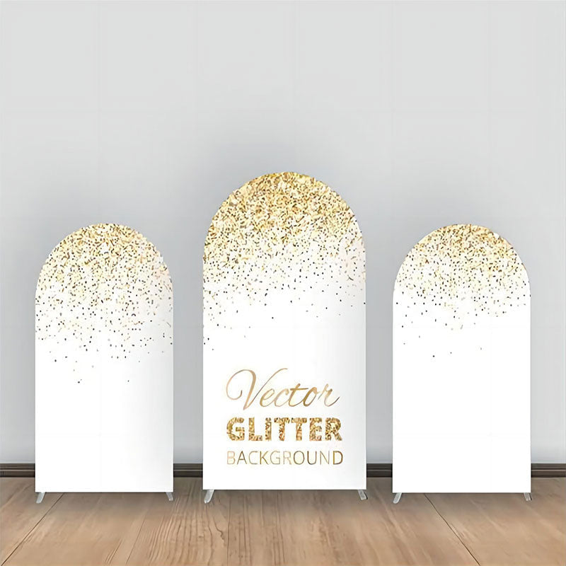 Aperturee - White Gold Vector Glitter Party Arch Backdrop Kit