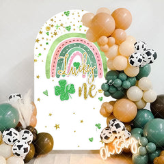 Aperturee - White Green Gold Glitter 1st Birthday Arch Backdrop