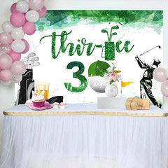 Aperturee - White Green Golf Field 30th Birthday Party Backdrop