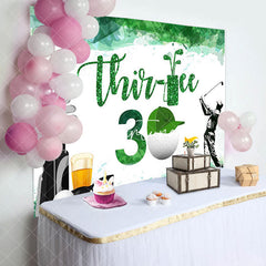 Aperturee - White Green Golf Field 30th Birthday Party Backdrop