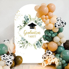 Aperturee - White Green Leaves Graduation Party Arch Backdrop