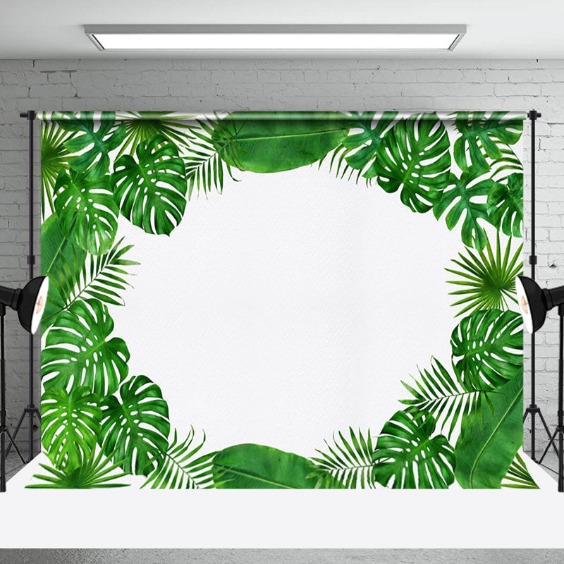 Aperturee - White Green Monstera Nature Spring Photo Backdrop