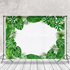 Aperturee - White Green Monstera Nature Spring Photo Backdrop