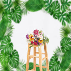 Aperturee - White Green Monstera Nature Spring Photo Backdrop