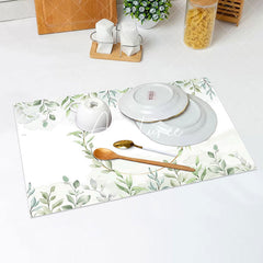 Aperturee - White Greenery Natural Spring Set Of 4 Placemats