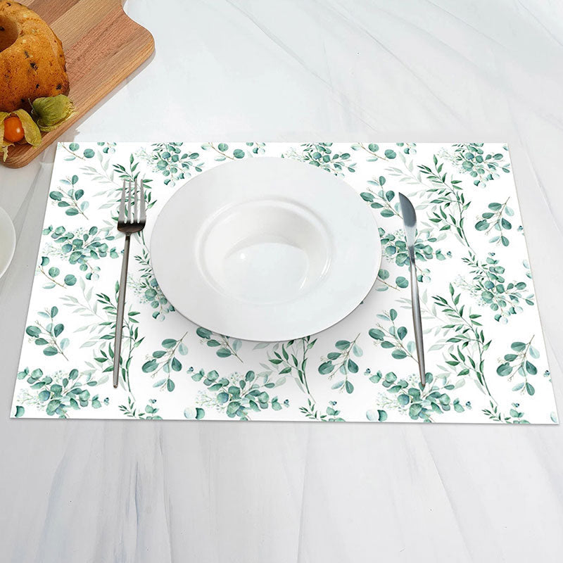 Aperturee - White Greenery Spring Vintage Set Of 4 Placemats