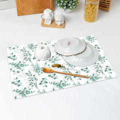 Aperturee - White Greenery Spring Vintage Set Of 4 Placemats