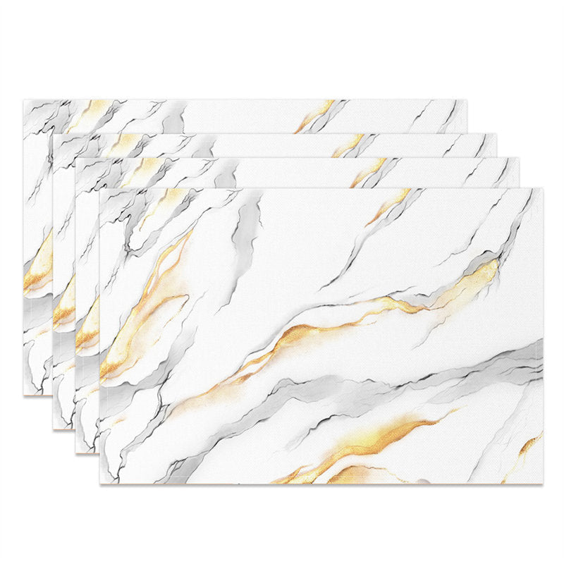 Aperturee - White Grey Gold Marble Modern Set Of 4 Placemats