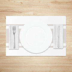 Aperturee - White Grey Line Modern Set Of 4 Placemats For Dinner