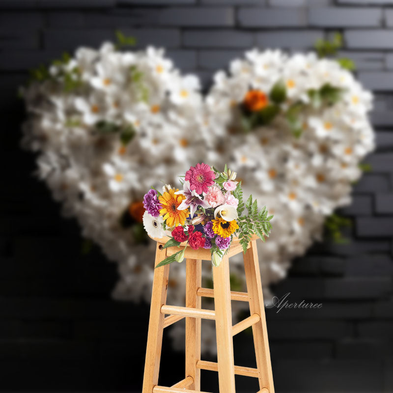 Aperturee - White Heart Magnolia Flowers Valentines Day Backdrop