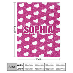 Aperturee - White Heart Pink Custom Name Valentines Day Blanket