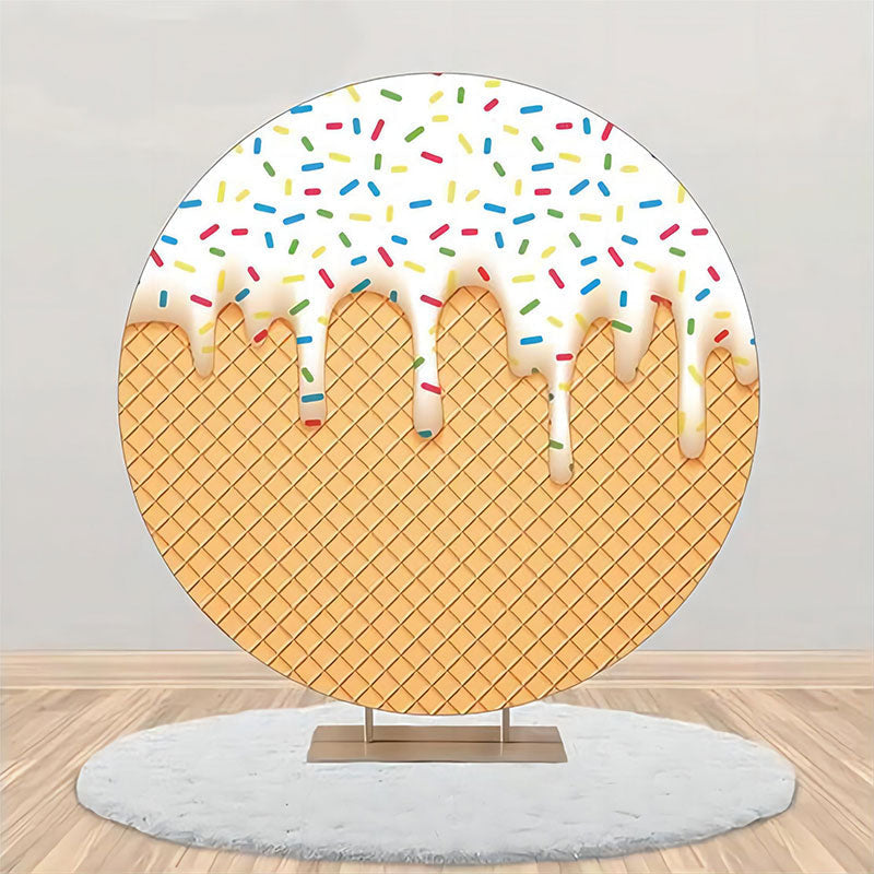 Aperturee - White Ice Cream Candy Rhombus Plaid Circle Backdrop