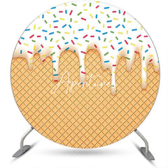 Aperturee - White Ice Cream Candy Rhombus Plaid Circle Backdrop