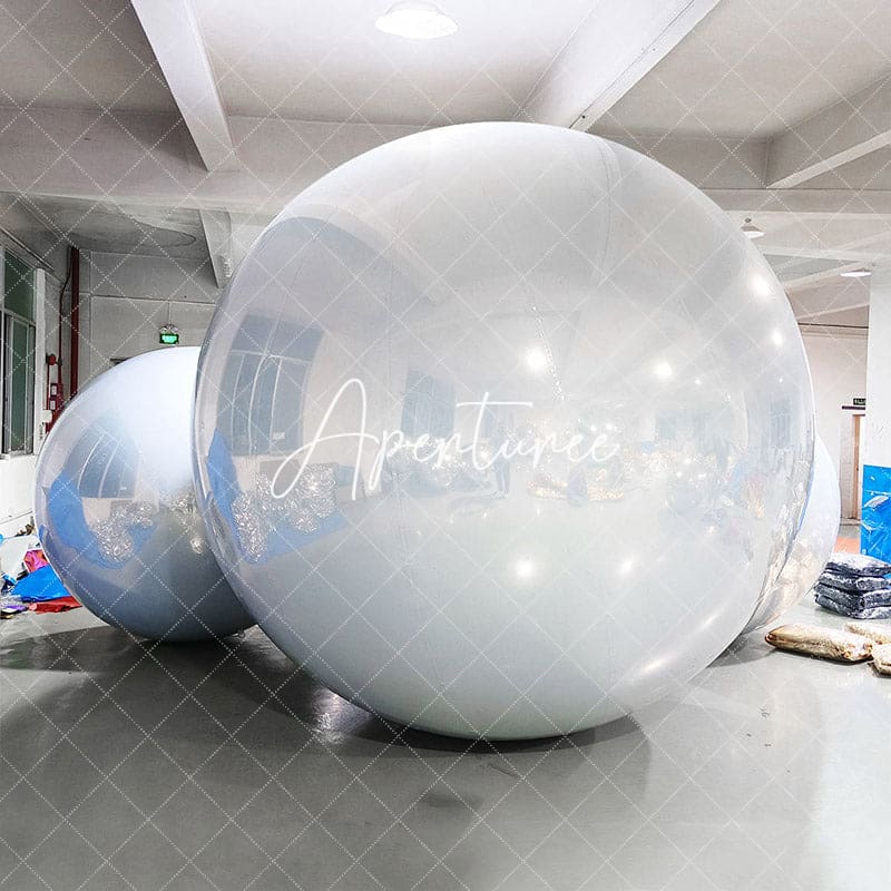 Aperturee - White Inflatable Mirror Ball Giant Balloon for Decor