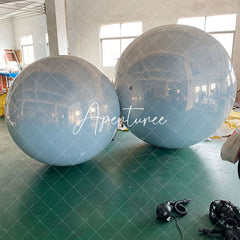 Aperturee - White Inflatable Mirror Ball Giant Balloon for Decor