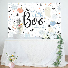 Aperturee - White Little Boo Bats Halloween Baby Shower Backdrop