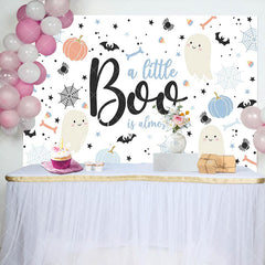 Aperturee - White Little Boo Bats Halloween Baby Shower Backdrop