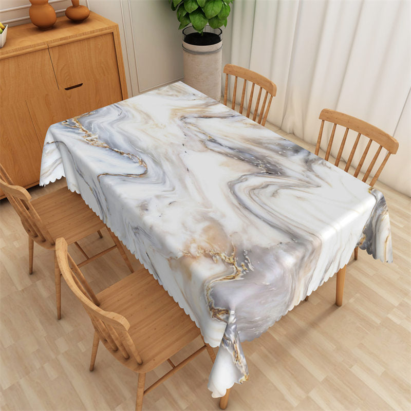 Aperturee - White Marble Floor Texture Rectangle Tablecloth