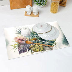 Aperturee - White Natural Monstera Vintage Set Of 4 Placemats