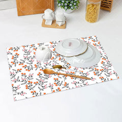 Aperturee - White Nature Floral Leaf Vintage Set Of 4 Placemats