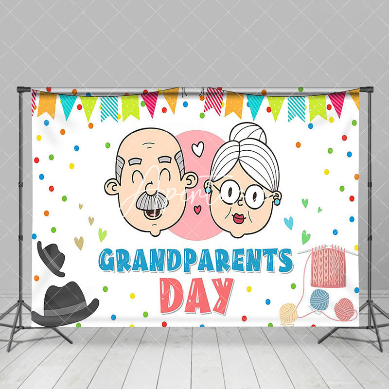 Aperturee - White Old Couple Happy Grandparents Day Backdrop