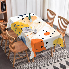 Aperturee - White Orange Patterns Modern Rectangle Tablecloth