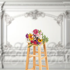 Aperturee - White Outline Fancy Baroque Retro Wall Backdrop