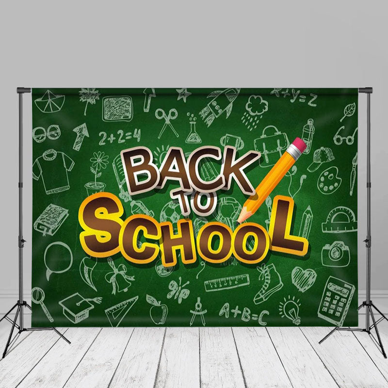 Aperturee - White Pattern Green Back To School Photo Backdrop