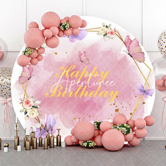 Aperturee - White Pink Abstract Marble Texture Round Backdrop