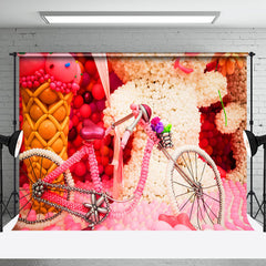 Aperturee - White Pink Bears Bike Balloons Cake Smash Backdrop