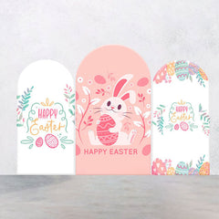 Aperturee - White Pink Bunny Eggs Leaf Easter Arch Backdrop Kit