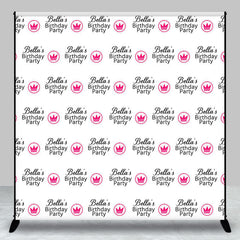 Aperturee - White Pink Crown Custom Name Birthday Party Backdrop