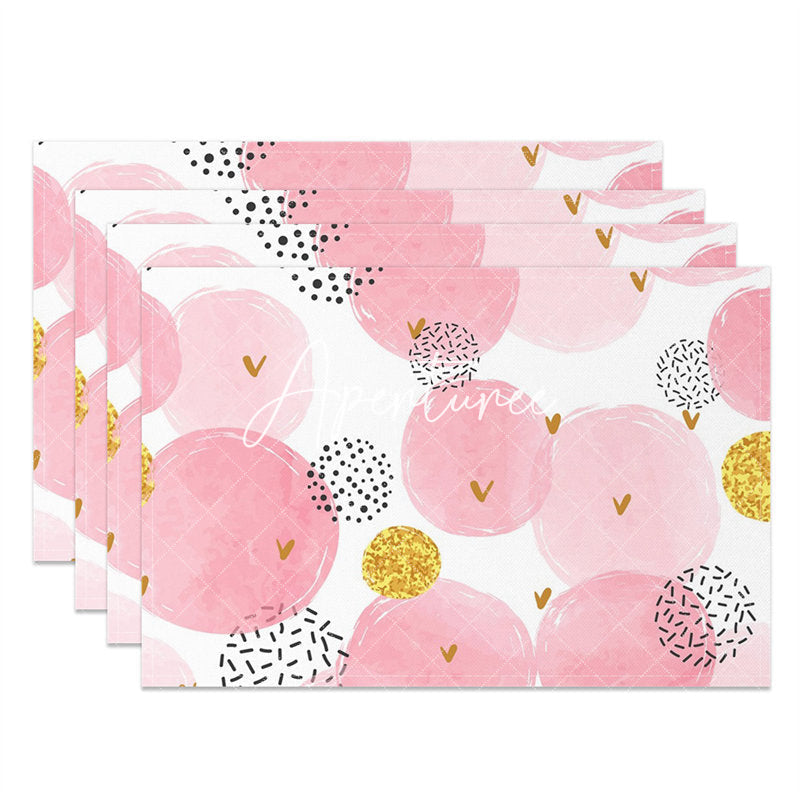 Aperturee - White Pink Gold Patterns Modern Set Of 4 Placemats