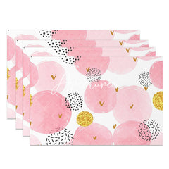 Aperturee - White Pink Gold Patterns Modern Set Of 4 Placemats