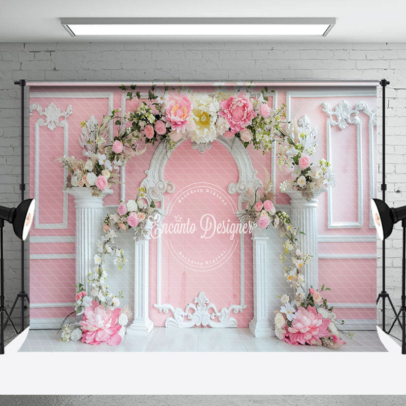 Aperturee - White Pink Luxury Wall Arch Floral Wedding Backdrop