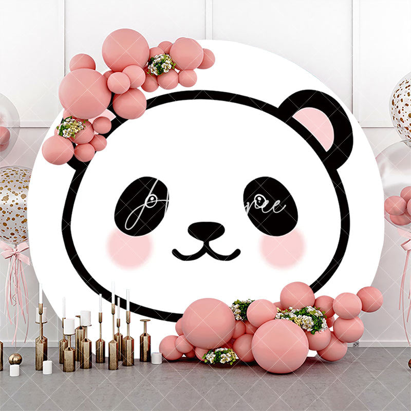 Aperturee - White Pink Panda Simple Round Baby Shower Backdrop