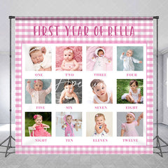 Aperturee - White Pink Plaid Custom 1st Birthday Photo Backdrop