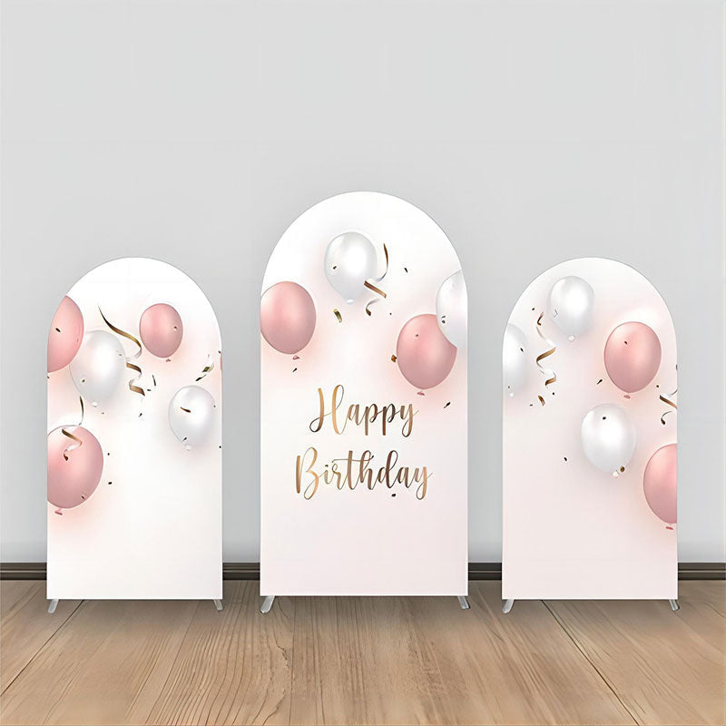 Aperturee - White Pink Silver Balloon Birthday Arch Backdrop Kit