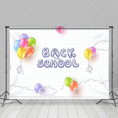 Aperturee - White Plaid Colorful Balloon Back To School Backdrop