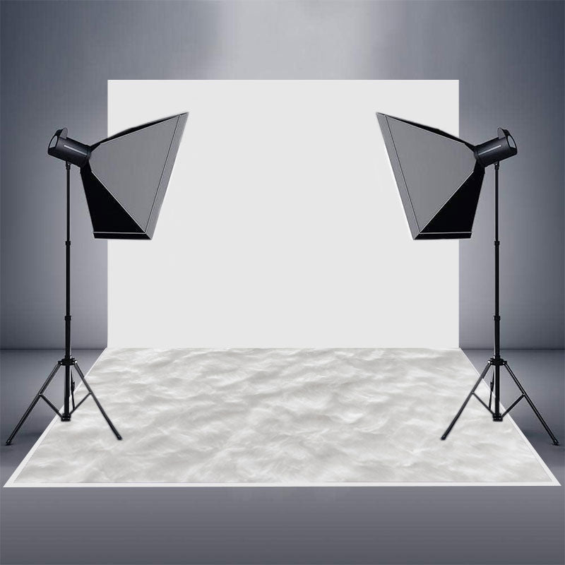 Aperturee - White Pleated Plush Photo Simple Rubber Floor Mat